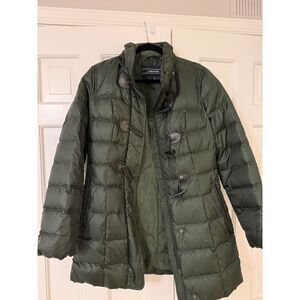 Lands’ End Forest Green Quilted Down Parka w/ Fur Hood, Women’s Small